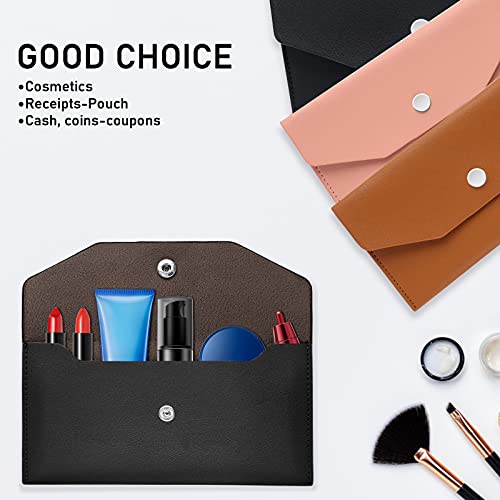 Molain Geldbörse mit Geldumschlag, Geldbeutel aus PU Leder wiederverwendbar Budgetumschlag Geldbeutel Umschlagsystem Bargeldteiler für Geldbörsen, 7,2 x 3,6 Zoll(Schwarz)