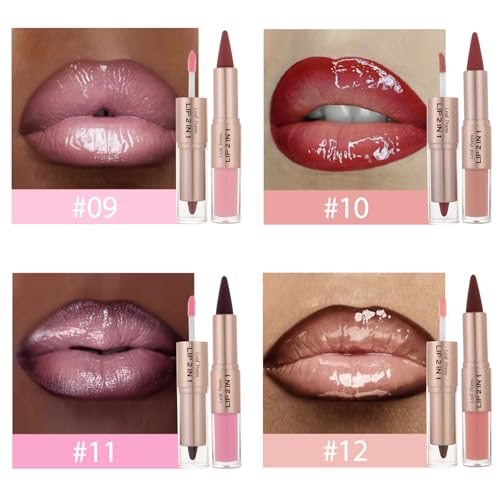 Image of BAISEN DIARY 2-in-1 Double-Ended Matte Lip Liner & Lip Gloss Duo, Classic Red Ombre Lip Combo Pencil, Lip Liner and Lipstick Gloss Set for Defined & Fuller Looking Lips, #02 Classic Red