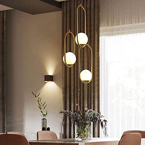Candelabro LED dorado de diseño nórdico con esfera de vidrio esmerilado 2