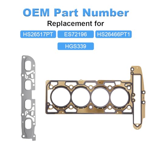 Image of Cylinder Head Gasket Set with Bolts Compatible with Buick Lacrosse Regal Verano, Chevy Captiva Sport Equinox Malibu Impala Orlando, GMC Terrain 2010-2017 2.4L L4 Replacement for HS26517PT