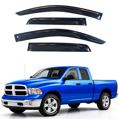 Image of IG Window Visors Fit for 2009-2018 RAM 1500 Quad Cab, Out-Channel Rain Guards Vent Wind Deflectors 4PC, Truck Accessories for 2019-2024 RAM 1500 Classic (Extended Cab Only)