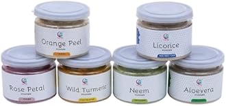YOGI’S GIFT – Celebrating health Ayurvedic Skin Care Sampler | Six Powders in One Pack | Aloe vera, Rose petal, Wild Turmeric, Licorice, Neem & Orange Peel Powders 1oz Each | Soap Making Ingredient