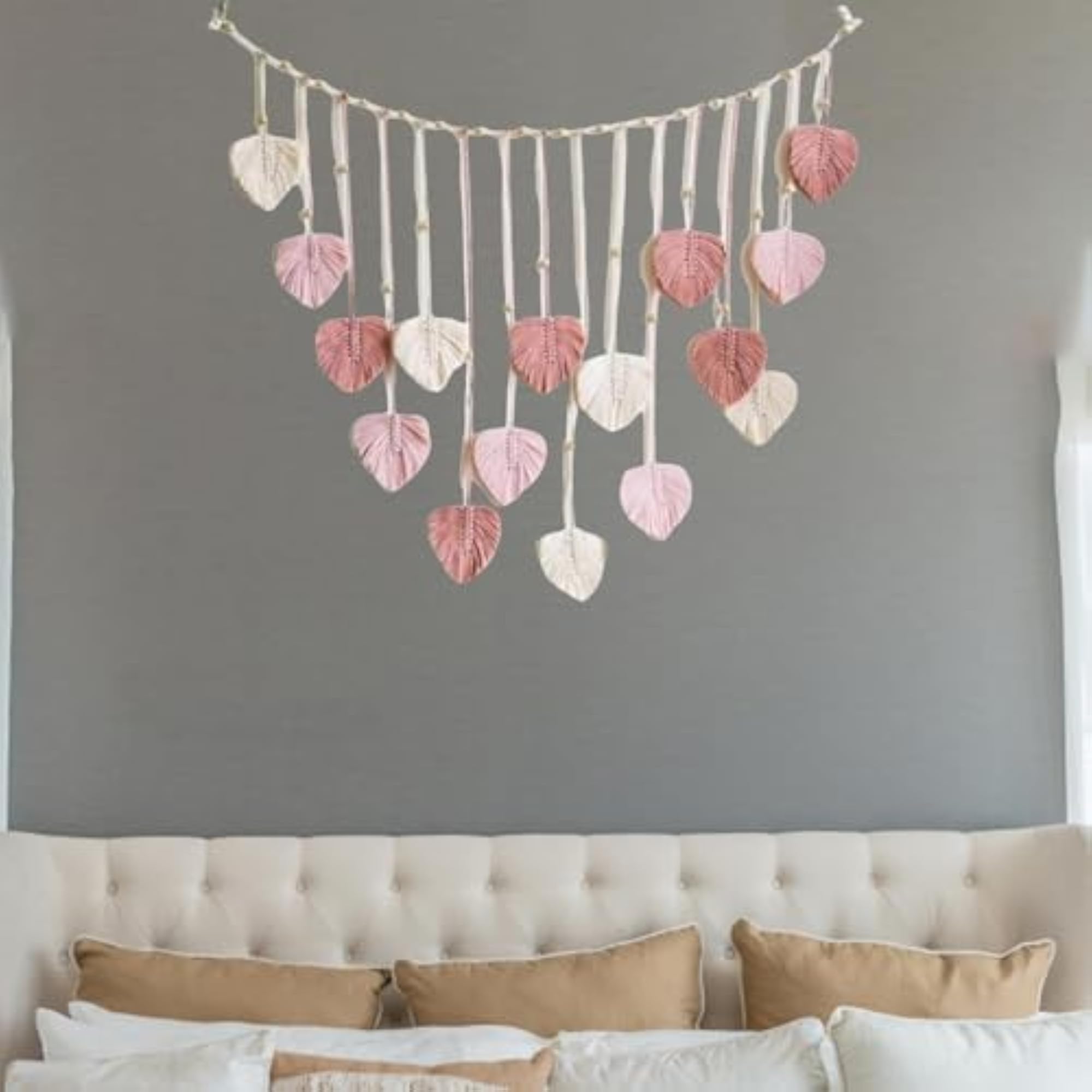 Macrame Wall Hanging Leaves Tapestry, Nursery Decor