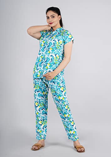 Image of BLACK MACY Women's Rayon Printed Night Suit Set