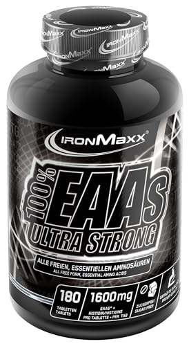 IronMaxx 100% EAAs Ultra Strong - 180 Tabletten | essentielle Aminosäuren hochdosiert | 1600mg EAAs + Histidin pro Tablette