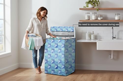Image of Stylista Top Load Fully Automatic Washing Machine Cover Compatible for IFB 8 kg, 8.5 kg, 9 kg & 9.5 kg, Surface Pattern Blue
