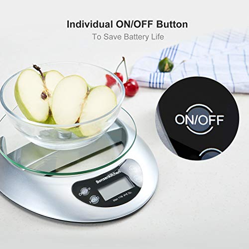 Bonsenkitchen Bilancia da cucina Digitale, vassoio...
