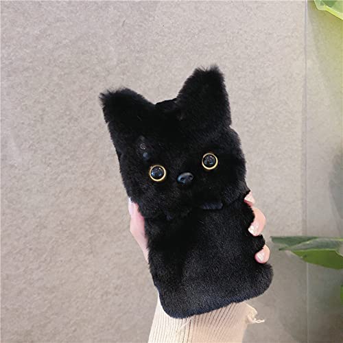 Coque en peluche iPhone 14 Plus chaton noir UnnFiko - 2
