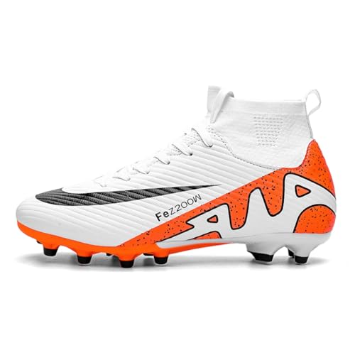 IFIKK Zapatos de fútbol para hombres Botines de cuero para niños, zapatillas de entrenamiento antideslizantes, zapatos deportivos profesionales, Kv04, 34 EU