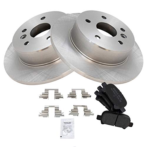 Image of TRQ Rear Brake Pad and Rotor Set Semi Metallic Solid Rotors