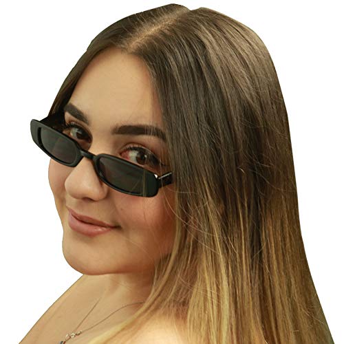 Shadyveu Slim Classic Rectangular Sunglasses Uv Protection 90’S Vintage Small Wide Retro Frame Fashion Shades (Black Frame, Gradient Black Lens) #TOP5