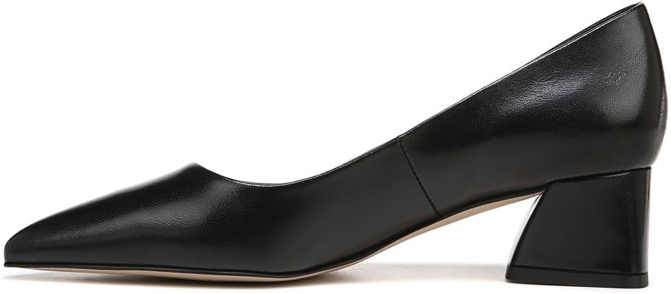 Franco Sarto Womens Racer Pointed Toe Block Heel Pump Black Leather 7.5 M