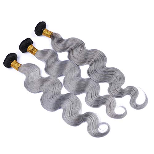 Tony Beauty Hair #1B/Grey Ombre Virgin Peruvian Human Hair Bundles Deals 3Pcs With Ear To Ear Frontal 4Pcs Lot Body Wave Ombre Silver Gray 13X4 Lace Frontal Closure With Weaves (22 24 26+20) #TOP7