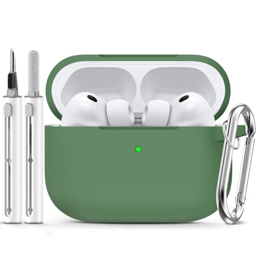 Image of Ljusmicker for AirPods Pro 3 Case 2025 with Cleaner Kit,Sprout Green | Soft Silicone Protective Cover for Apple AirPod Pro 3rd Generation Case with Keychain for Women Men,Shockproof
