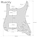 Musiclily Pro-SE ST-HH-OMHA Pre-wired Pickguard with Alnico 5 Humbuckers Mini Toggle Switch for Strat Style Electric Guitar, 4Ply Aged White Pearl