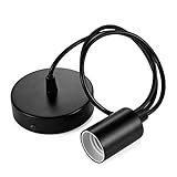 [Longitud ajustable]: cable de lámpara largo resistente de 100 cm. Simplemente afloje el prensaestopas en la parte superior e introduzca el cable en el rosetón para acortar la longitud a la que prefiera.