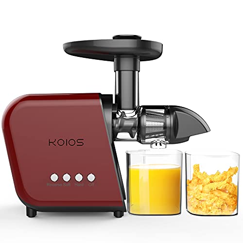 KOIOS Juicer Machine, Slow Masticating Juicer Vegetable and Fruit Easy to Clean Cold Press Juicer with Quiet Motor & Reverse Function | BPA-Free