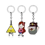 Menge: 3 Stück LevinArt Theater Gravity Falls Mysteries Bill Cipher Wheel Party Time Keychain Schlüsselanhänger Mabel Stanley Cartoon Shape Anhänger Schlüsselanhänger