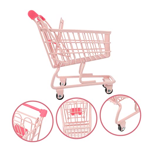 Rorpoir 1 Set Shopping Basket Shopping Cart Wheelbarrow Miniature Dollhouse Furniture Shopping Cart For Small Basket With Handle Shopping Cart Pink Alloy Desk #TOP1