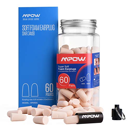 Mpow Super Soft Sleeping Earplugs 60 Pairs with a Carry Case, 32dB NRR
