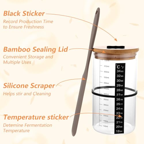 Kit levain avec pot fermentation verre 680 ml pour surveiller la température