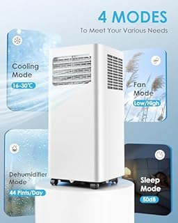 Air Conditioning Unit - Portable Air Conditioner, 4-in-1 - Cooling, Fan, Dehumidifier & Sleep Mode | Remote Control, Digital Display, 24H Timer,Window Kit,Energy Efficient | Covers 215 sq.ft