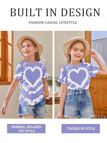 Image of Girls Short Sleeve T Shirts Kids Summer Tops Crewneck Tees 5-14 Years
