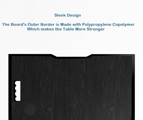 Image of Cubiker Engineered Wood Multipurpose Foldable Lapdesk with Cup Holder | Table Home Study Writing Table, Foldable and Portable /Ergonomic Edges (Black - 60[L] X 40[W] X 24[H] Cm)