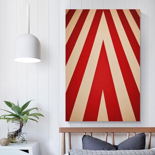 Impression sur toile à rayures rouges et blanches pour déco murale de bureau