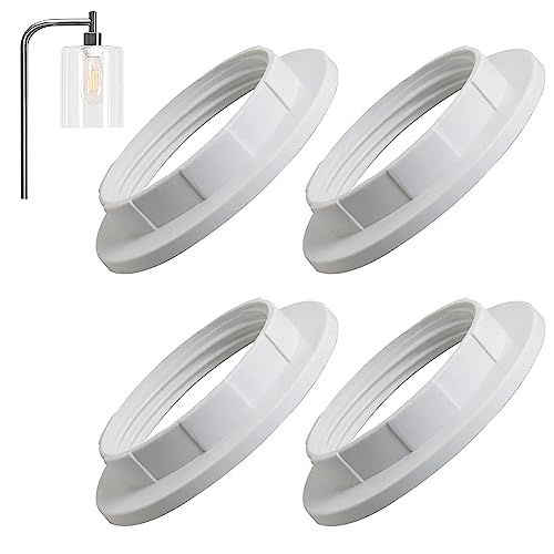 4PCS Metal Lamp Holder, E14 Plastic Screw Bulbs Lamp Shade Reducer Ring, Retainer Lamp Rings for Light Fixture, Plastic Lampshade Fitting Washer Adapter Ring (28MM, White)