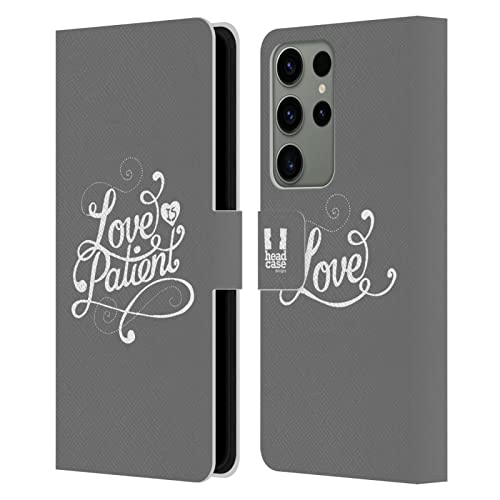 Étui portefeuille Galaxy S23 Ultra en cuir Head Case Designs avec design typographie dessinée