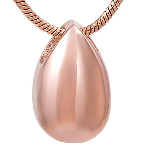Gulunmun Collane per Donne Bare E Urne Cinerarie Gioielli Cremazione Collana in Acciaio con Foro Profondo A Forma di Goccia d'Acqua - Oro Rosa