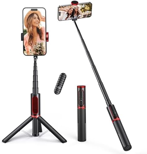 ATUMTEK Selfie Stick Stativ, 3-in-1 Ausziehbares Aluminium Handy Stativ mit kabelloser Bluetooth-Fernbedienung, Kompatibel mit iPhone 17/16/15/14/13/12 mini/11 Pro und Samsung Smar