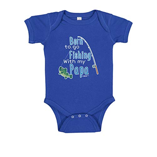 Baby Fishing Bodysuit Papa Baby Gifts Born to Go Fishing with My Papa Fishing Bodysuit 6 Months Royal