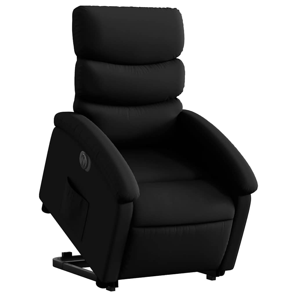 Fauteuil relax électrique en cuir synthétique noir réglable avec repose-pieds et dossier, rembourré ergonomique, avec accoudoir et poche latérale pour salon et bureau