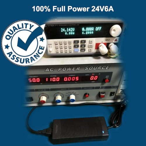 24V 6A 144W Power Supply Adapter 100-240V AC to DC Converter Transformer Whit 4-Way Power Splitter Cable for LED Strip Light LED Driver CCTV Security System - 6000mA Max3