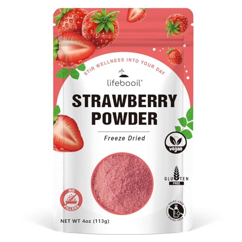 Freeze Dried Strawberry Powder for Baking& Drinks & Smoothie,Vegan,Non-GMO,Gluten Free,No Additives and Preservatives,4oz