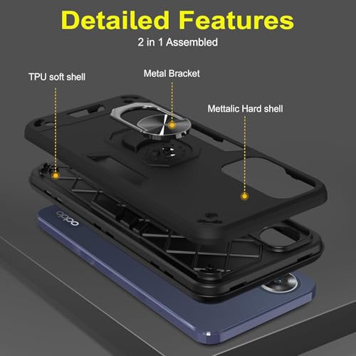 Image of NDCOM for Oppo A17k Back Cover, Premium Oppo A17 Cover, Stylish Oppo A17 Mobile Cover, Shockproof Protection Ring Holder Case