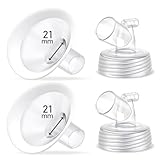 2 Packs 21mm Flange Set, Updated Soft Rim Shield and Wide Mouth Base Connector Pump Parts for Spectra S2 Spectra S1 9 Plus Breastpumps Accessories, 106 Degree Wider Opening Angel