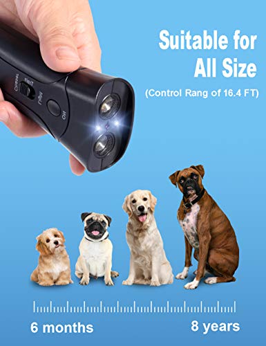 PetUlove Dog Bark Deterrent,Handheld Dog Trainer and Bark Control Device with Led Light and Wrist Strap,Dog Training Tool for Safe Use Indoor Outdoor
