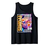 Sendai City 80s Synthwave Ramen Bowl Japón Sendai Camiseta sin Mangas