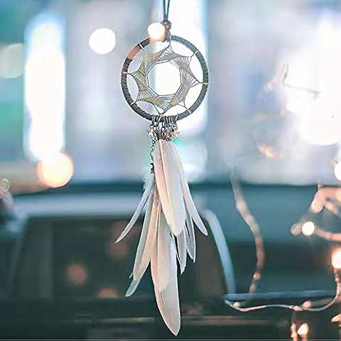 Aotoer Boho Dream Catcher Handmade Wall Hanging Decoration Dreamcatchers with Wooden Beads and Beautiful Feathers for Wedding Favour and Baby Shower Party Decorations (Gray) Cover