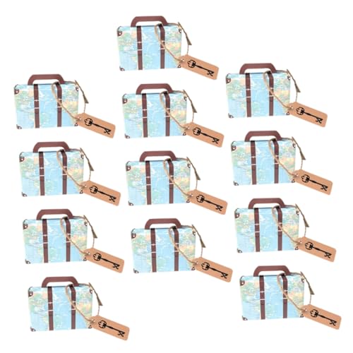 SHOWERORO 行李箱型 包装ボックス マッププリント付きキャンディーボックス 軽量耐久 紙製お菓子入れ プレゼント用ラッピング箱 バレンン装飾