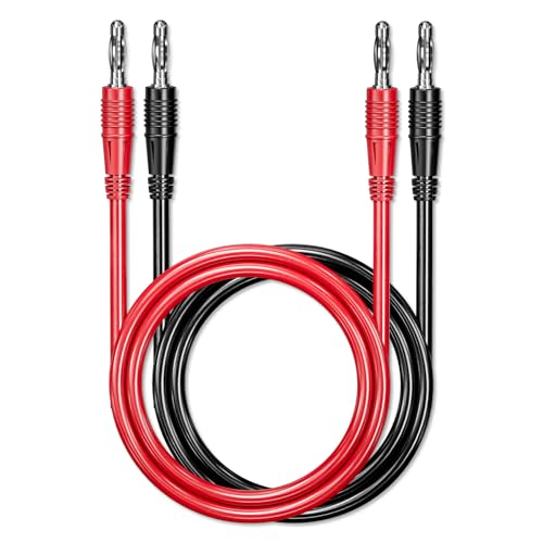 Cleqee 2 St&uuml;ck 4mm Banane zu Bananenstecker Messleitungen weiches flexibles Kabel Draht f&uuml;r Multimeter elektrische Pr&uuml;fung 1000V 15A Rot&Schwarz