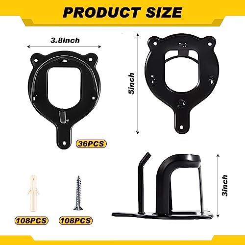 Image of Silkfly 36 Counts Horse Bridle Hooks for Tack Room Black Bridle Racks Metal Horse Tack Storage Halter Hangers Bracket Holder with Tubes and Screws Horses Barn Supplies
