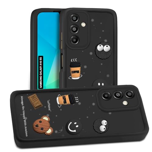 Image of AESTMO Back Case Cover for Samsung Galaxy A16 5G Cover | Cute Fun Cartoon 3D Ball | Coffee Silicone Case | Full Body Protection | Camera Protection Back Cover for Samsung Galaxy A16 5G (Black)