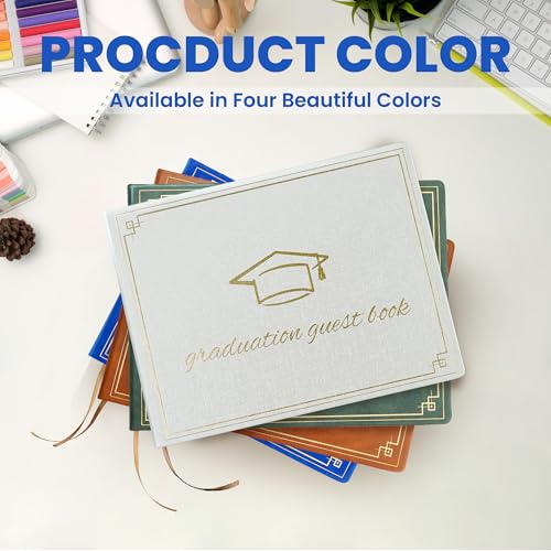 Image of Graduation Guest Book 2026 - Memory Scrapbook for College Gifts Graduation, Guest Book for Graduation Party Sign-In with Custom Message 120 Pages, 7x9 Inch Elegant Graduation Yearbook (White)