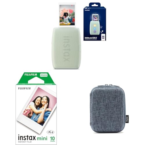 富士フイルム(FUJIFILM) クリスマスプレゼント お年玉ギフト チェキ スマホプリンター instax mini Link3 セージグリーン INS MINI LINK3 S GREEN + JP1 40枚 + ケース付きの商品画像（Amazon）