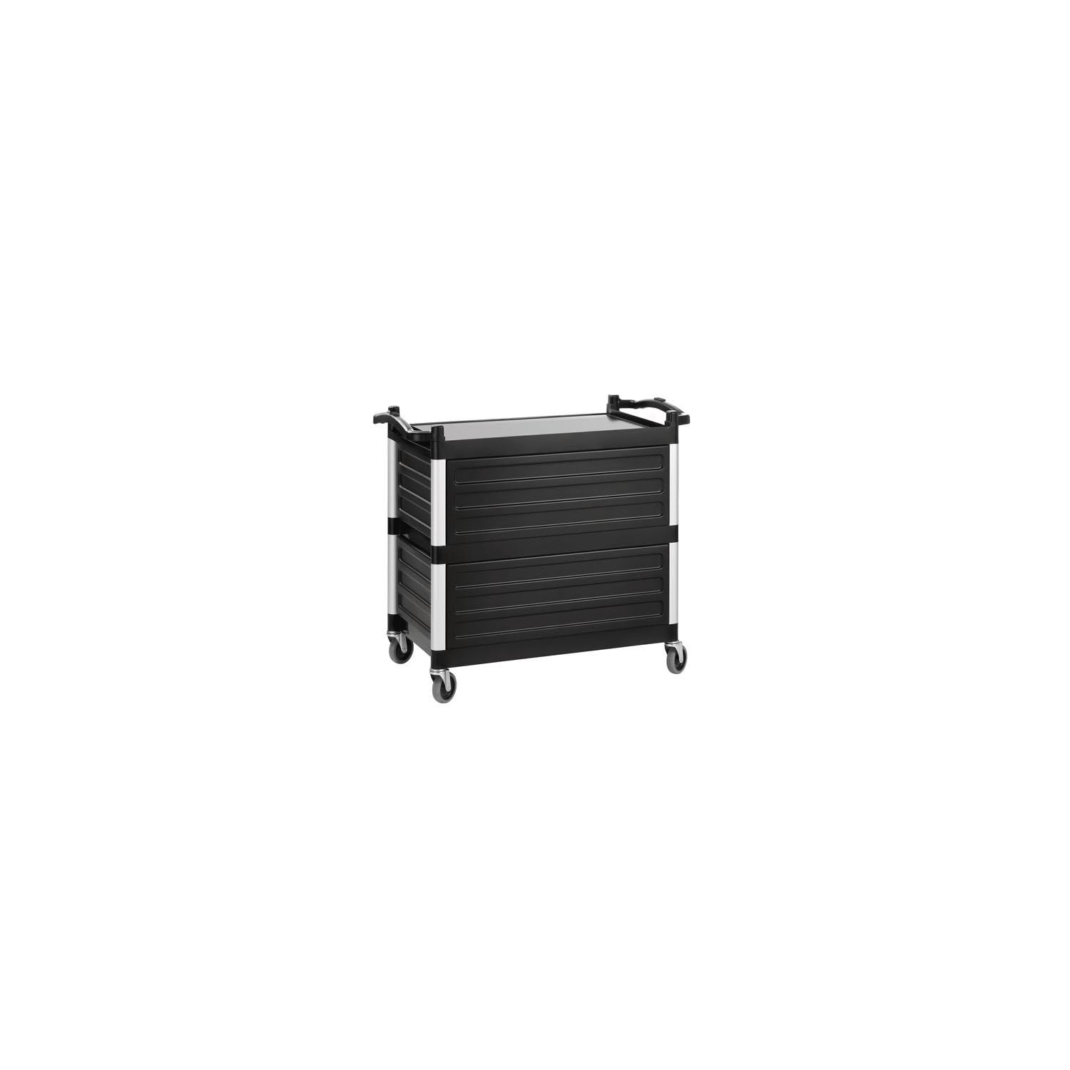 Carrello di servizio a 3 livelli, alluminio e plastica nera, da montare