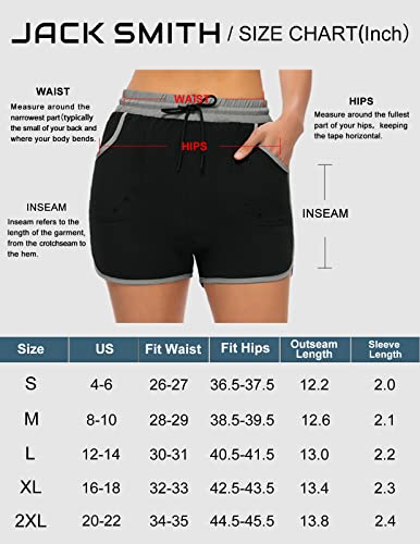 Jack Smith Womens Board Shorts For Swimming With Liner Black Swim Beach Shorts Drawstring Waist (Black L) #TOP3